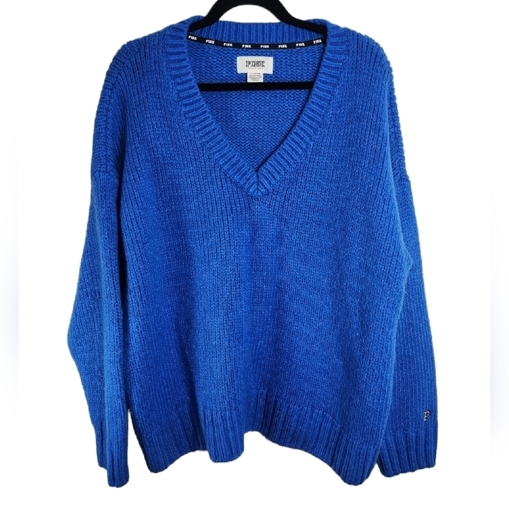 Victoria's Secret Pink Blue Thick Knit Sweater Womens Large